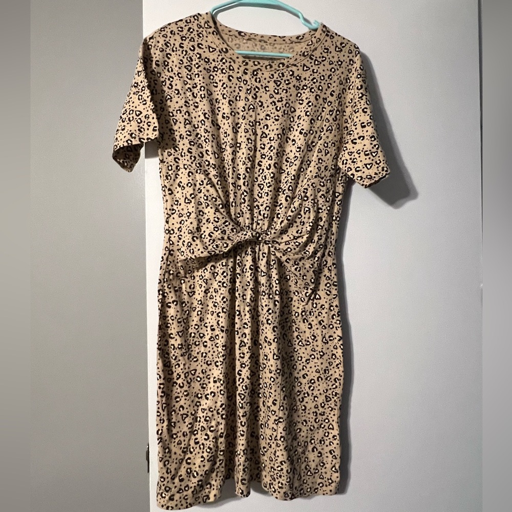 Aerie Leopard Print Knot-Front Dress